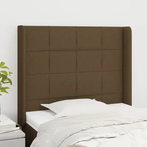 Hoofdbord | Hoofdeinde met randen 103x16x118/128 cm stof donkerbruin
