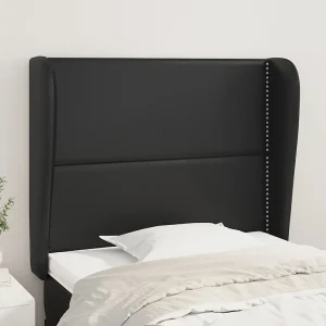 Hoofdbord | Hoofdeinde met randen 103x23x118/128 cm kunstleer zwart Hoofdbord | Hoofdeinde met randen 103x23x118/128 cm kunstleer zwart