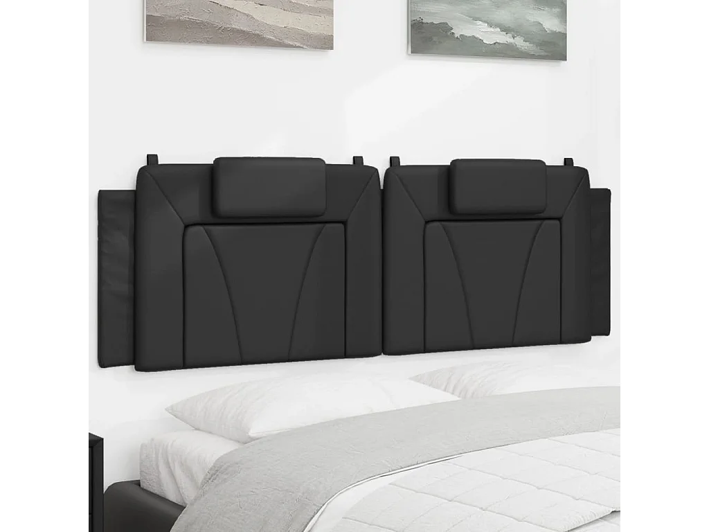 Hoofdbord | Hoofdbordkussen "Viana" 160 cm kunstleer zwart