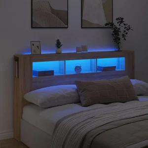 Hoofdbord | Hoofdeinde met LED 180×18,5×103,5 cm bewerkt hout sonoma eiken Hoofdbord | Hoofdeinde met LED 180×18,5×103,5 cm bewerkt hout sonoma eiken