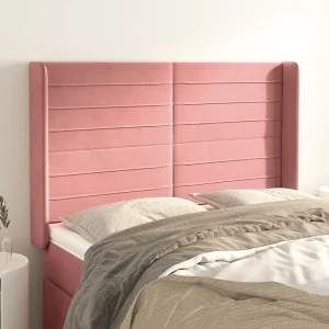Hoofdbord | Hoofdeinde met randen 147x16x118/128 cm fluweel roze Hoofdbord | Hoofdeinde met randen 147x16x118/128 cm fluweel roze