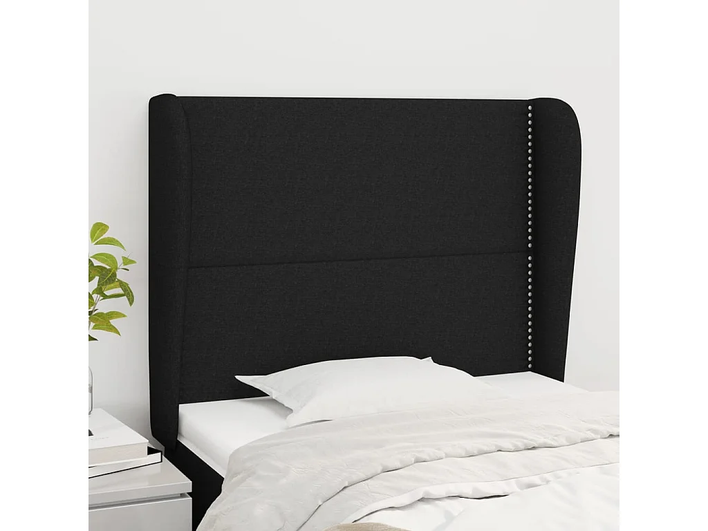 Hoofdbord | Hoofdeinde met randen 103x23x118/128 cm stof zwart