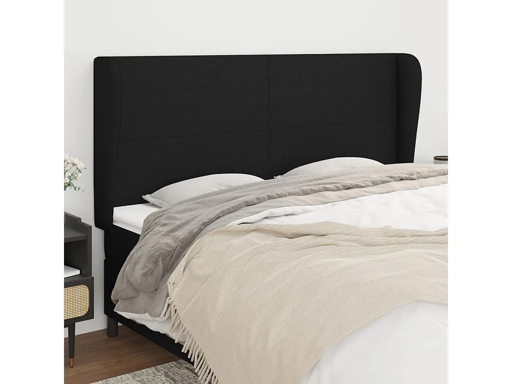 Hoofdbord | Hoofdeinde met randen 163x23x118/128 cm stof zwart