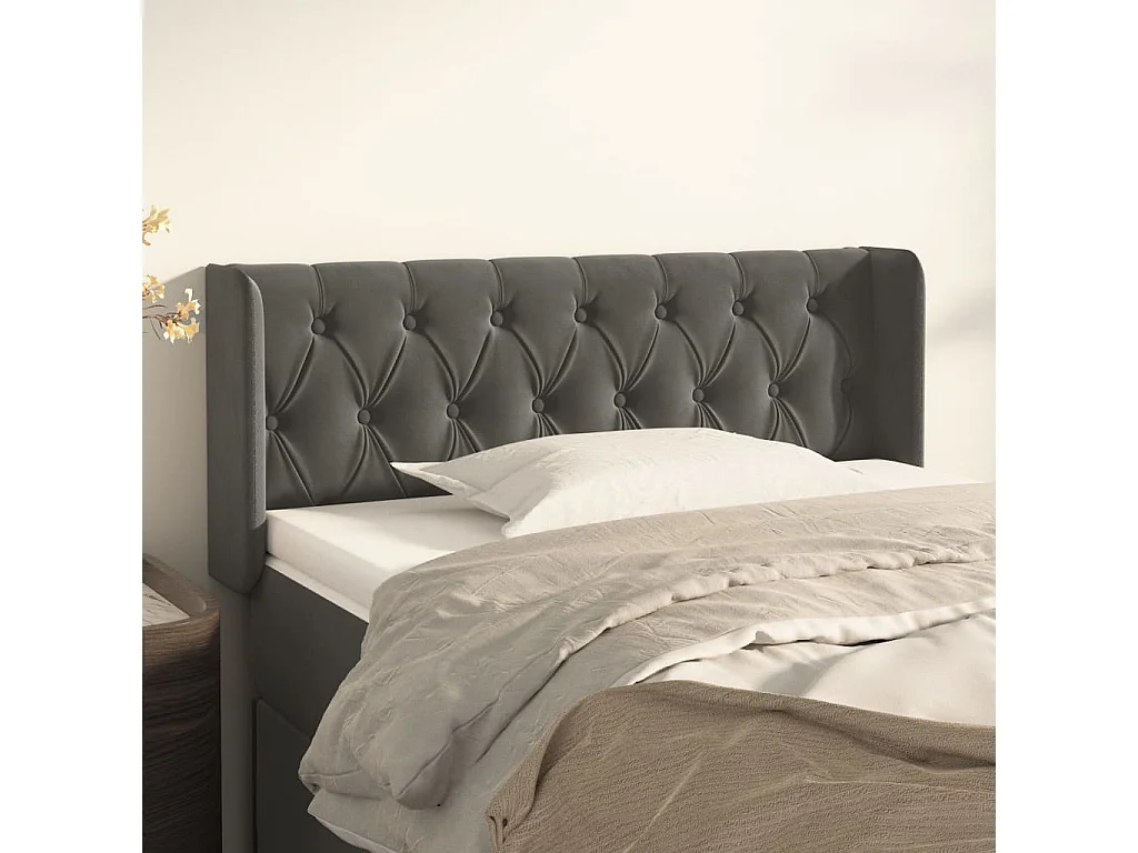 Hoofdbord | Hoofdeinde met randen 93x16x78/88 cm fluweel donkergrijs