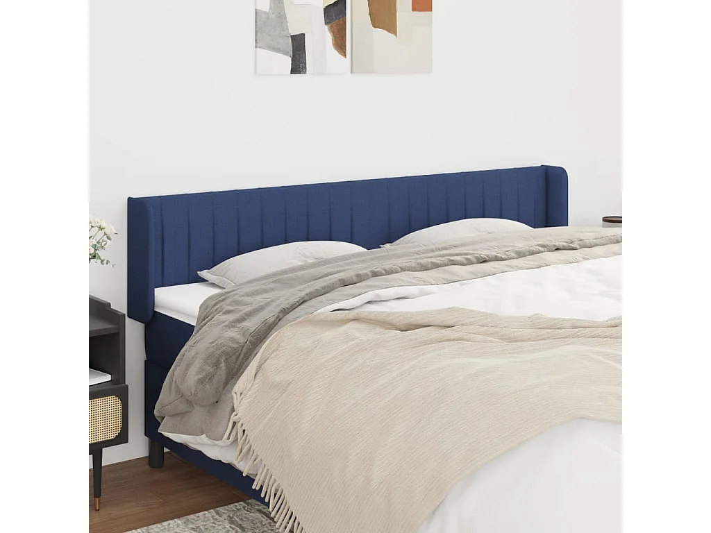 Hoofdbord | Hoofdeinde met randen 163x16x78/88 cm stof blauw