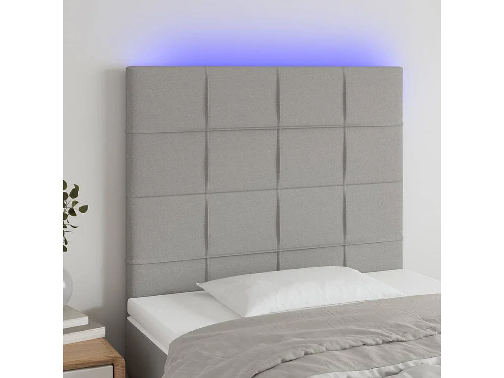 Hoofdbord | Hoofdeinde LED 90x5x118/128 cm stof lichtgrijs