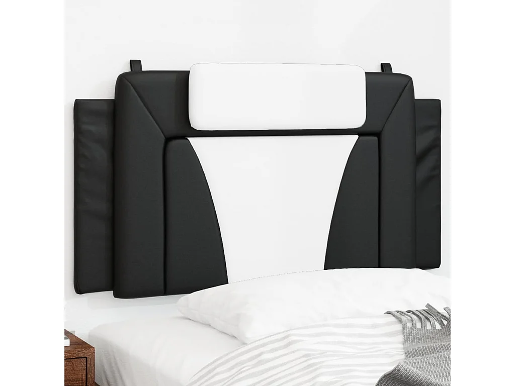 Hoofdbord | Hoofdbordkussen "Viana" 100 cm kunstleer zwart en wit