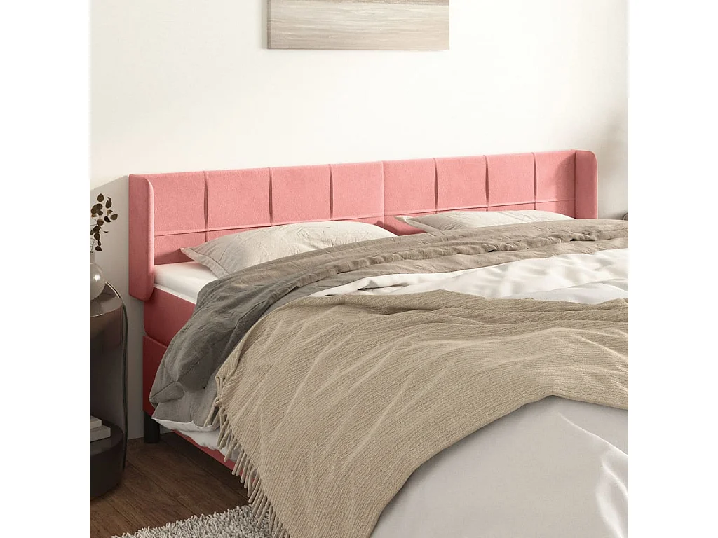Hoofdbord | Hoofdeinde met randen 163x16x78/88 cm fluweel roze