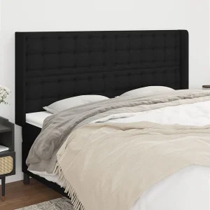 Hoofdbord | Hoofdeinde met randen 163x16x118/128 cm stof zwart