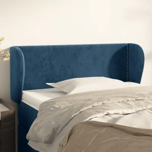 Hoofdbord | Hoofdeinde met randen 103x23x78/88 cm fluweel donkerblauw Hoofdbord | Hoofdeinde met randen 103x23x78/88 cm fluweel donkerblauw