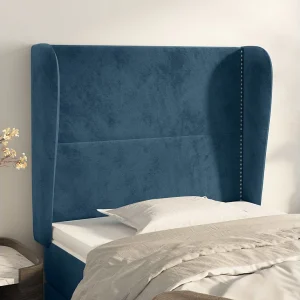 Hoofdbord | Hoofdeinde met randen 103x23x118/128 cm fluweel donkerblauw