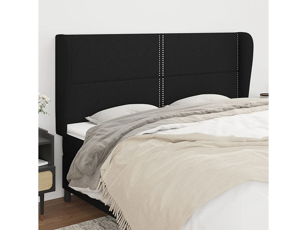 Hoofdbord | Hoofdeinde met randen 163x23x118/128 cm stof zwart