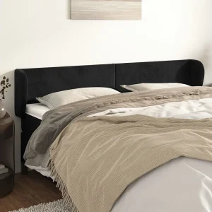 Hoofdbord | Hoofdeinde met randen 163x23x78/88 cm fluweel zwart