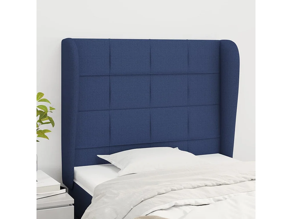 Hoofdbord | Hoofdeinde met randen 93x23x118/128 cm stof blauw