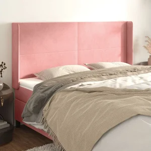 Hoofdbord | Hoofdeinde met randen 163x16x118/128 cm fluweel roze