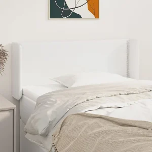 Hoofdbord | Hoofdeinde met randen 103x16x78/88 cm kunstleer wit Hoofdbord | Hoofdeinde met randen 103x16x78/88 cm kunstleer wit
