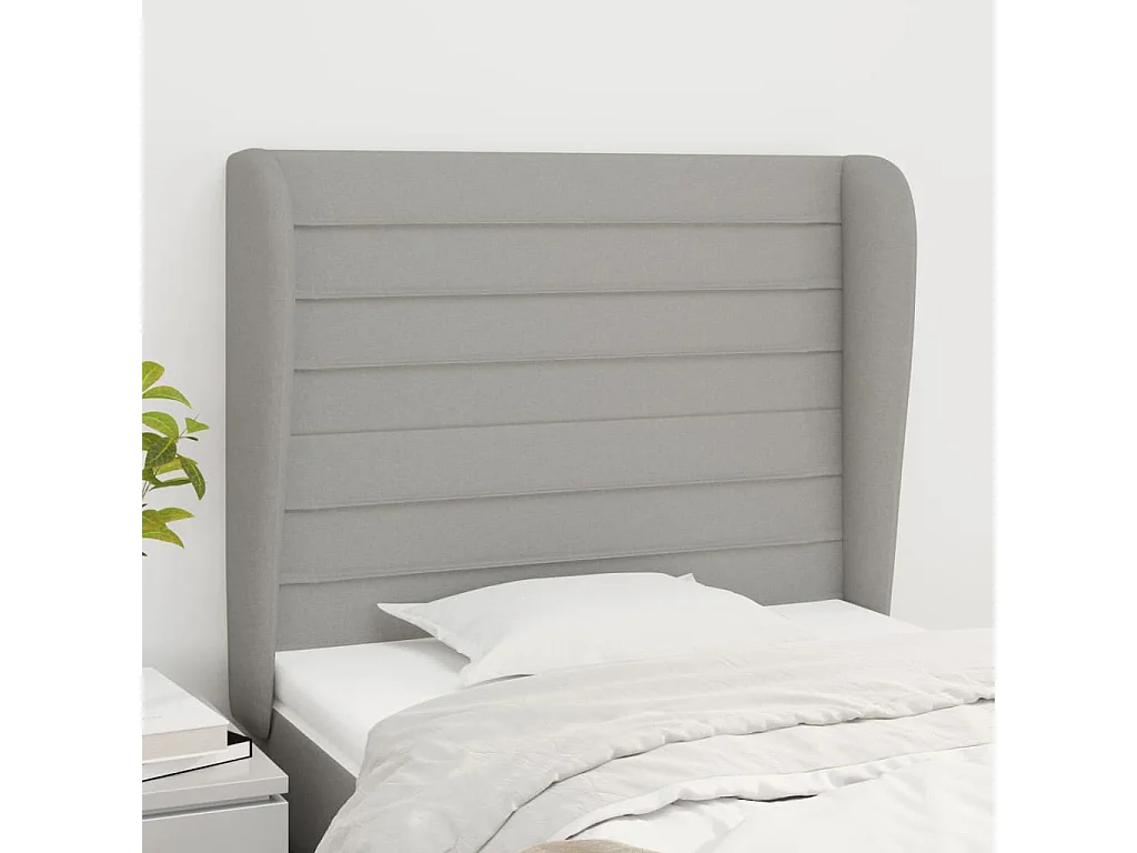 Hoofdbord | Hoofdeinde met randen 93x23x118/128 cm stof lichtgrijs