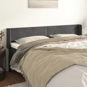 Hoofdbord | Hoofdeinde met randen 183x16x78/88 cm fluweel donkergrijs