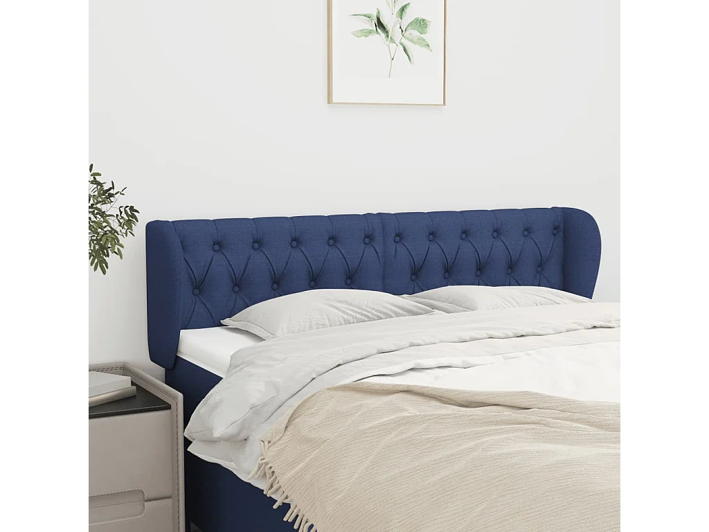 Hoofdbord | Hoofdeinde met randen 163x23x78/88 cm stof blauw
