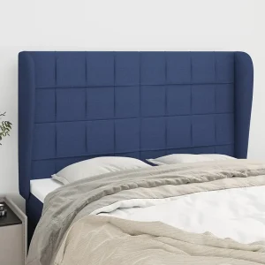 Hoofdbord | Hoofdeinde met randen 147x23x118/128 cm stof blauw Hoofdbord | Hoofdeinde met randen 147x23x118/128 cm stof blauw