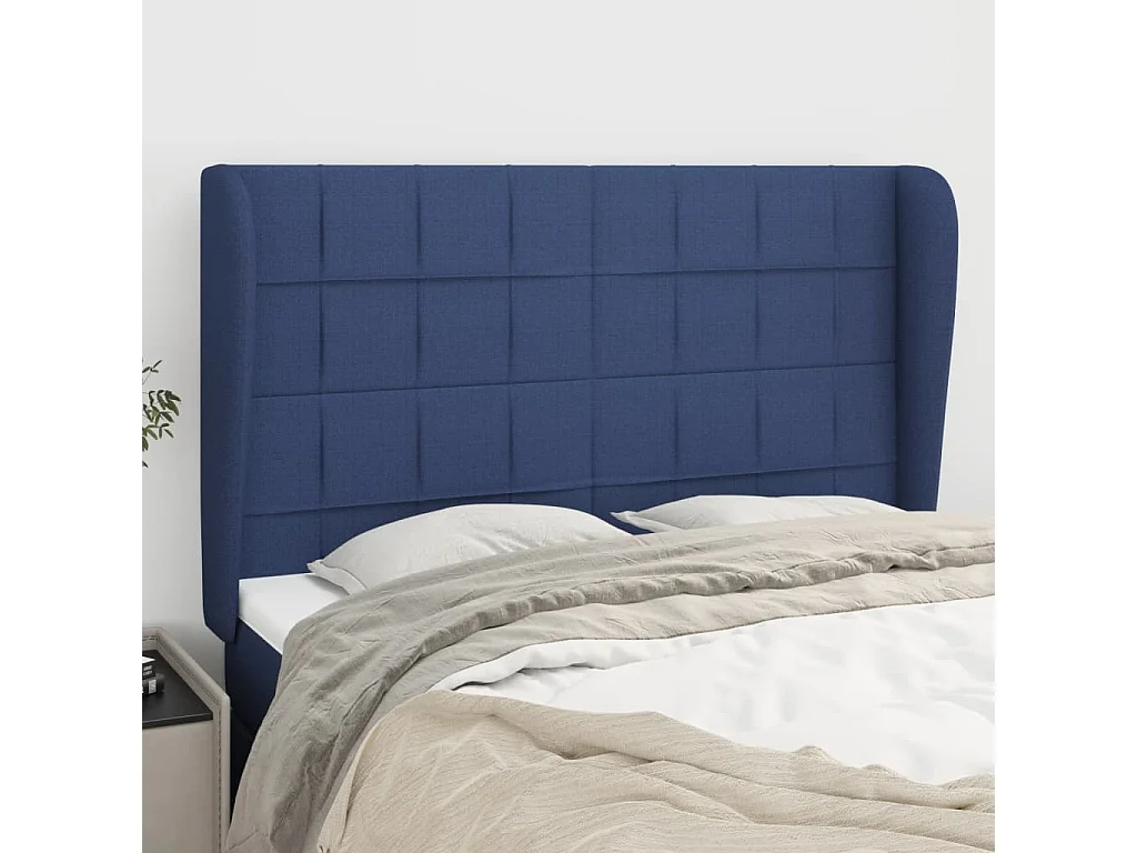 Hoofdbord | Hoofdeinde met randen 147x23x118/128 cm stof blauw