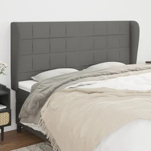 Hoofdbord | Hoofdeinde met randen 183x23x118/128 cm stof donkergrijs