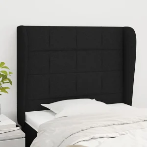Hoofdbord | Hoofdeinde met randen 103x23x118/128 cm stof zwart Hoofdbord | Hoofdeinde met randen 103x23x118/128 cm stof zwart