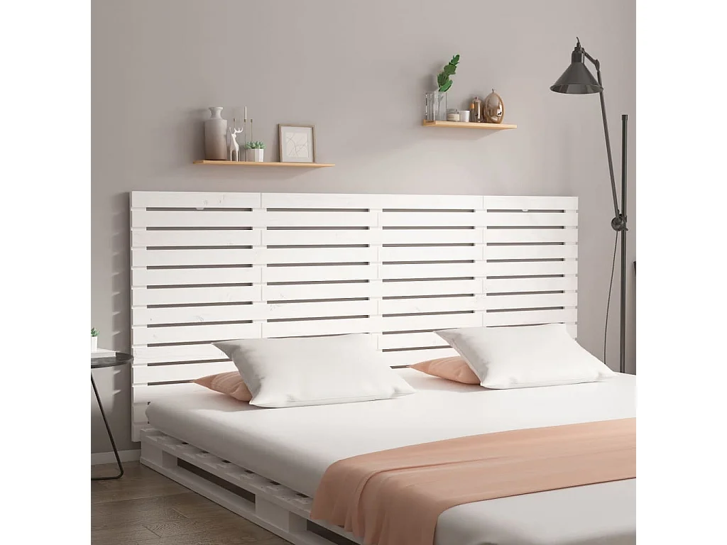 Hoofdbord | Hoofdeinde wandmontage 166x3x91,5 cm massief grenenhout wit