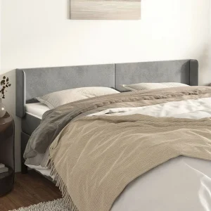 Hoofdbord | Hoofdeinde met randen 163x16x78/88 cm fluweel lichtgrijs