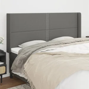 Hoofdbord | Hoofdeinde met randen 183x16x118/128 cm stof donkergrijs