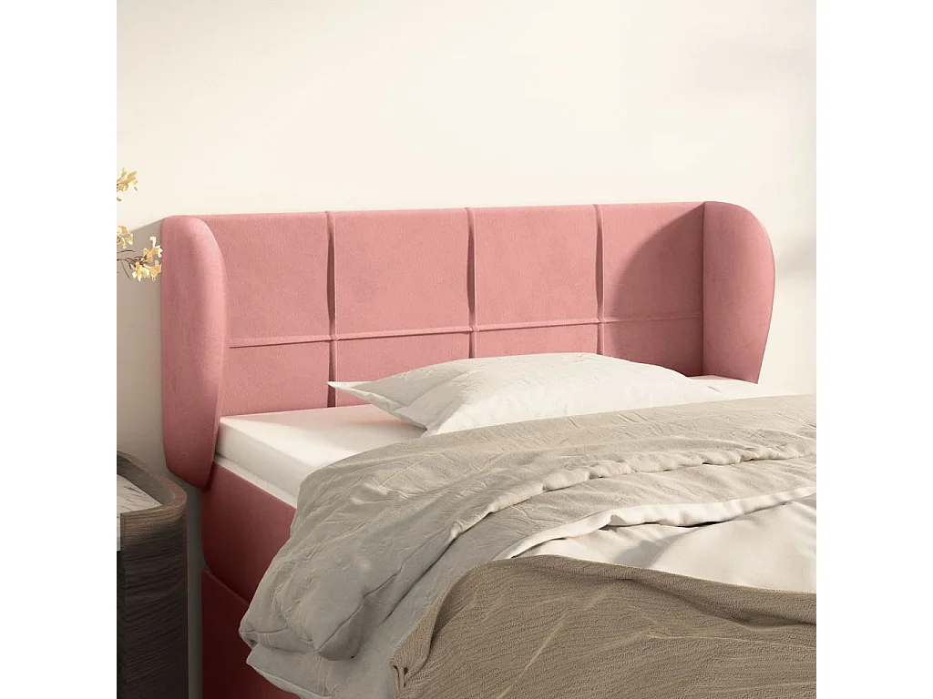 Hoofdbord | Hoofdeinde met randen 93x23x78/88 cm fluweel roze