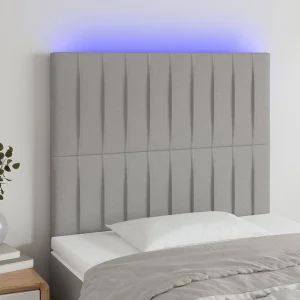 Hoofdbord | Hoofdeinde LED 80x5x118/128 cm stof lichtgrijs