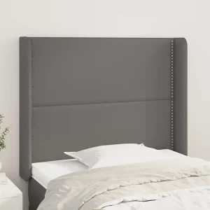 Hoofdbord | Hoofdeinde met randen 103x16x118/128 cm kunstleer grijs Hoofdbord | Hoofdeinde met randen 103x16x118/128 cm kunstleer grijs