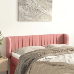 Hoofdbord | Hoofdeinde met randen 147x23x78/88 cm fluweel roze Hoofdbord | Hoofdeinde met randen 147x23x78/88 cm fluweel roze