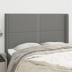 Hoofdbord | Hoofdeinde met randen 147x16x118/128 cm stof donkergrijs