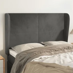 Hoofdbord | Hoofdeinde met randen 147x23x118/128 cm fluweel donkergrijs
