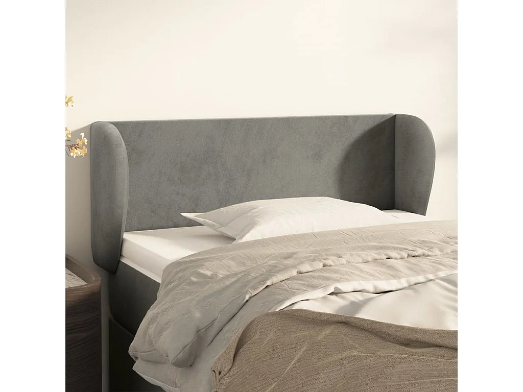 Hoofdbord | Hoofdeinde met randen 103x23x78/88 cm fluweel lichtgrijs