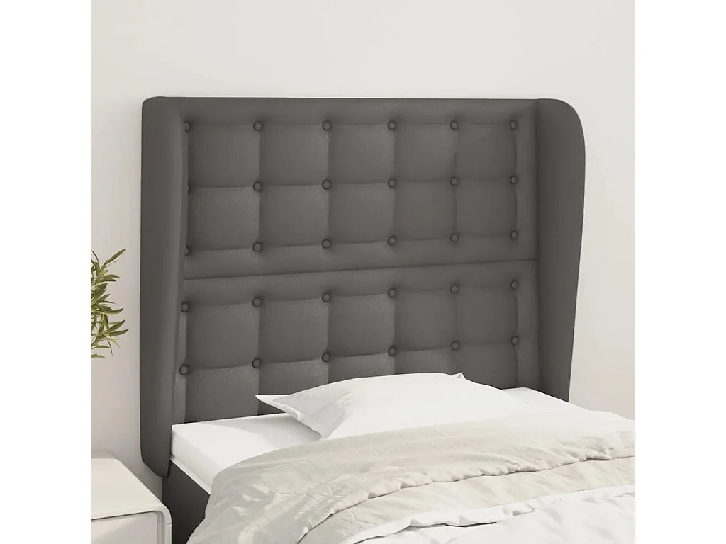 Hoofdbord | Hoofdeinde met randen 93x23x118/128 cm kunstleer grijs
