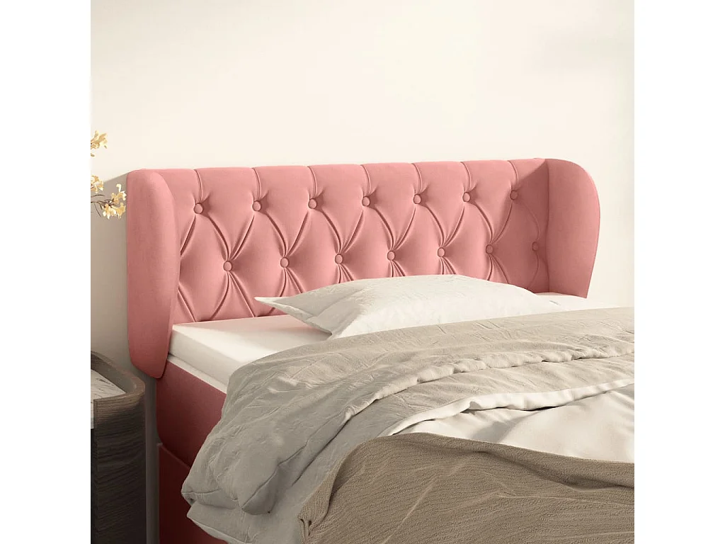 Hoofdbord | Hoofdeinde met randen 93x23x78/88 cm fluweel roze