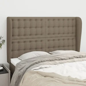 Hoofdbord | Hoofdeinde met randen 147x23x118/128 cm stof taupe Hoofdbord | Hoofdeinde met randen 147x23x118/128 cm stof taupe