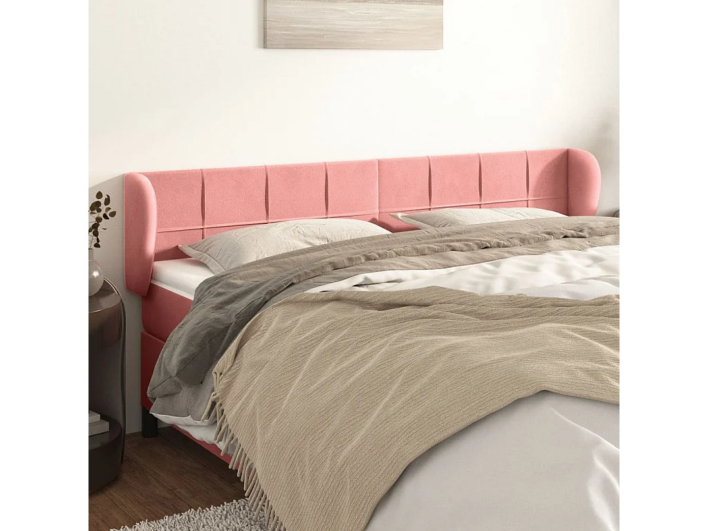 Hoofdbord | Hoofdeinde met randen 163x23x78/88 cm fluweel roze
