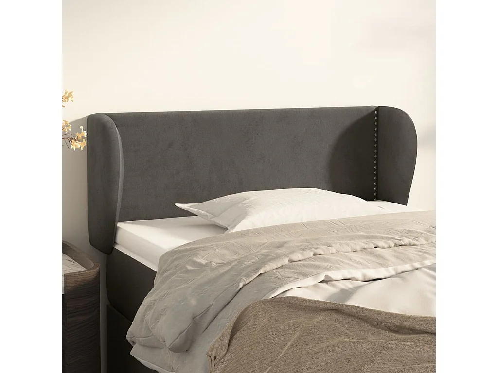 Hoofdbord | Hoofdeinde met randen 93x23x78/88 cm fluweel donkergrijs