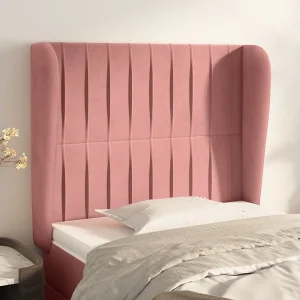 Hoofdbord | Hoofdeinde met randen 103x23x118/128 cm fluweel roze Hoofdbord | Hoofdeinde met randen 103x23x118/128 cm fluweel roze
