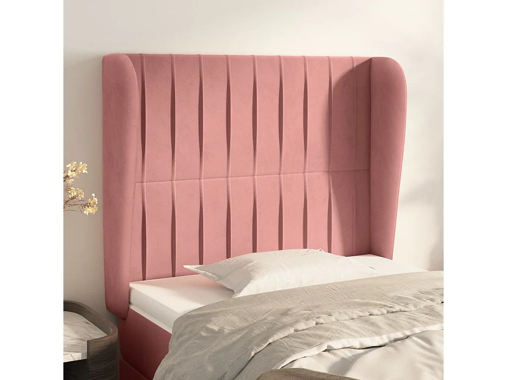 Hoofdbord | Hoofdeinde met randen 103x23x118/128 cm fluweel roze