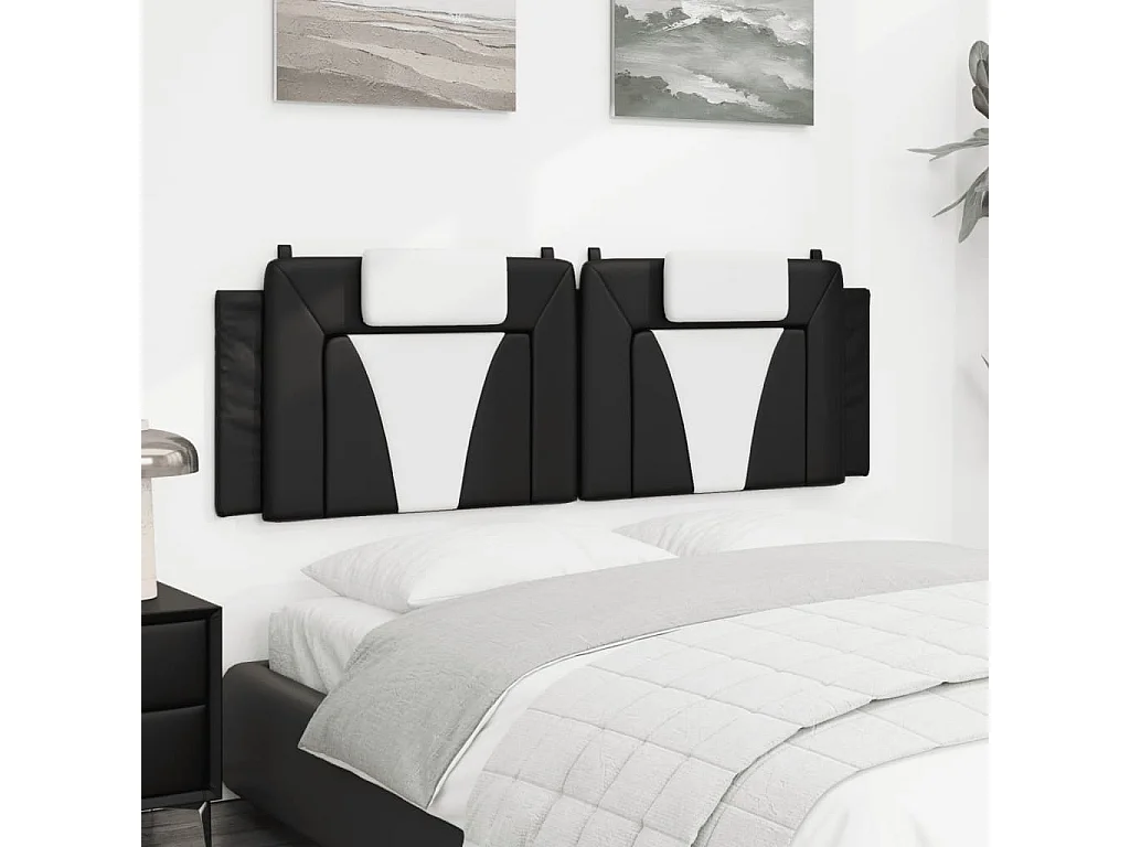 Hoofdbord | Hoofdbordkussen "Viana" 160 cm kunstleer zwart en wit