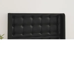 Hoofdbord | Hoofdeinde met randen 103x16x118/128 cm kunstleer zwart Hoofdbord | Hoofdeinde met randen 103x16x118/128 cm kunstleer zwart