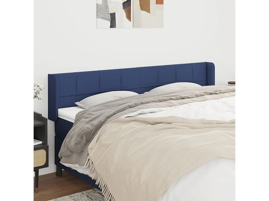 Hoofdbord | Hoofdeinde met randen 163x16x78/88 cm stof blauw