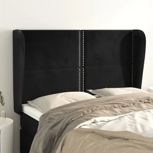 Hoofdbord | Hoofdeinde met randen 147x23x118/128 cm fluweel zwart Hoofdbord | Hoofdeinde met randen 147x23x118/128 cm fluweel zwart