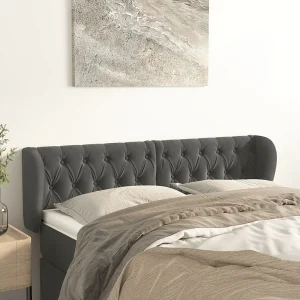 Hoofdbord | Hoofdeinde met randen 163x23x78/88 cm fluweel donkergrijs