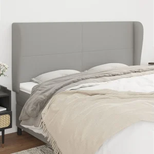 Hoofdbord | Hoofdeinde met randen 183x23x118/128 cm stof lichtgrijs